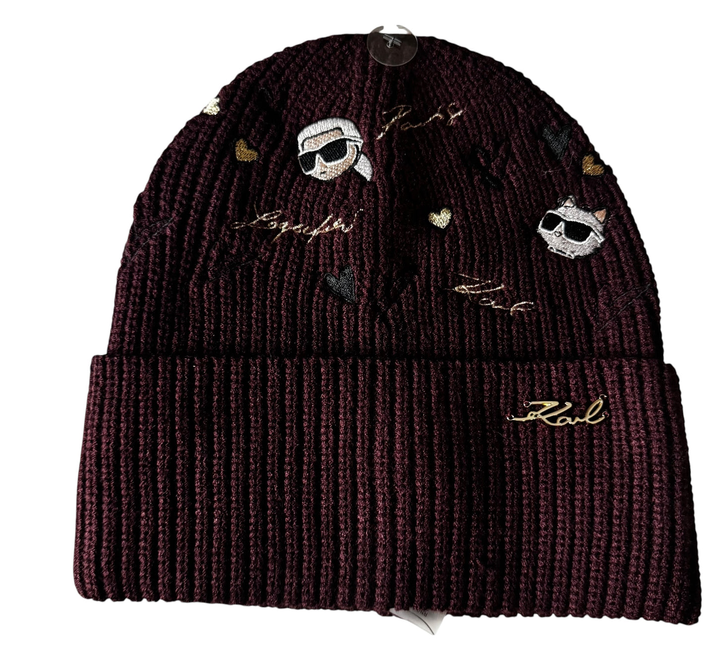 Gorro Beanie Karl Lagerfeld Bordado Premium Color Vino