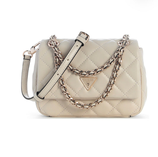 Bolso Mini Crossbody GUESS Acolchado Color Hueso con Cadena