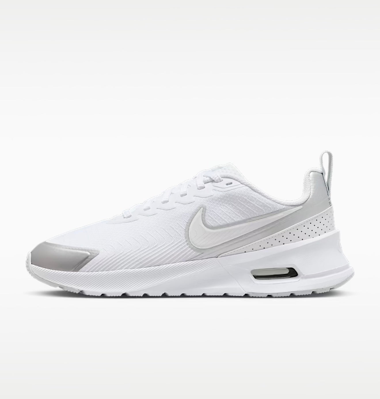Tenis Nike Air Max Nuaxis para Mujer – Blanco/Plata Metálico