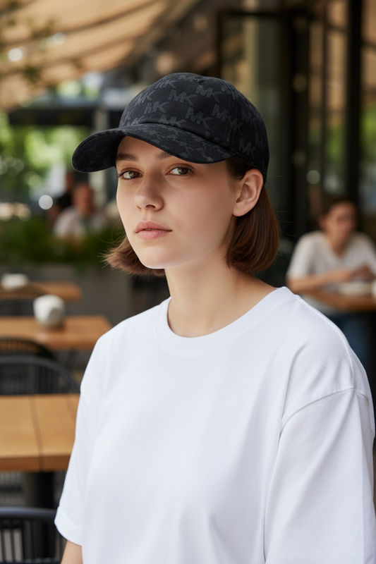 Gorra Michael Kors Negra con Monograma MK – Ajustable Unisex