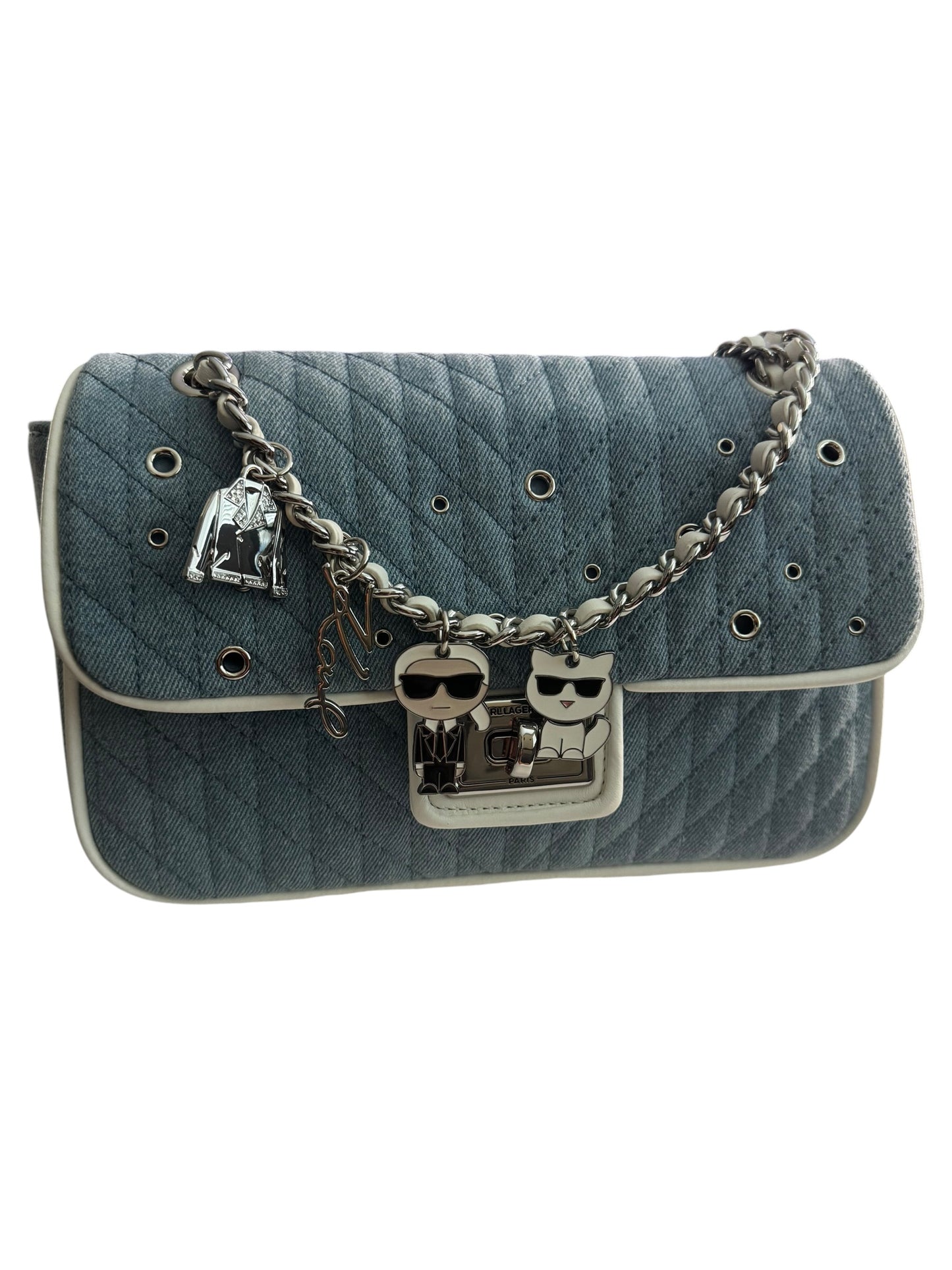 Bolso de Hombro Karl Lagerfeld Paris Agyness en Denim Azul Acolchado