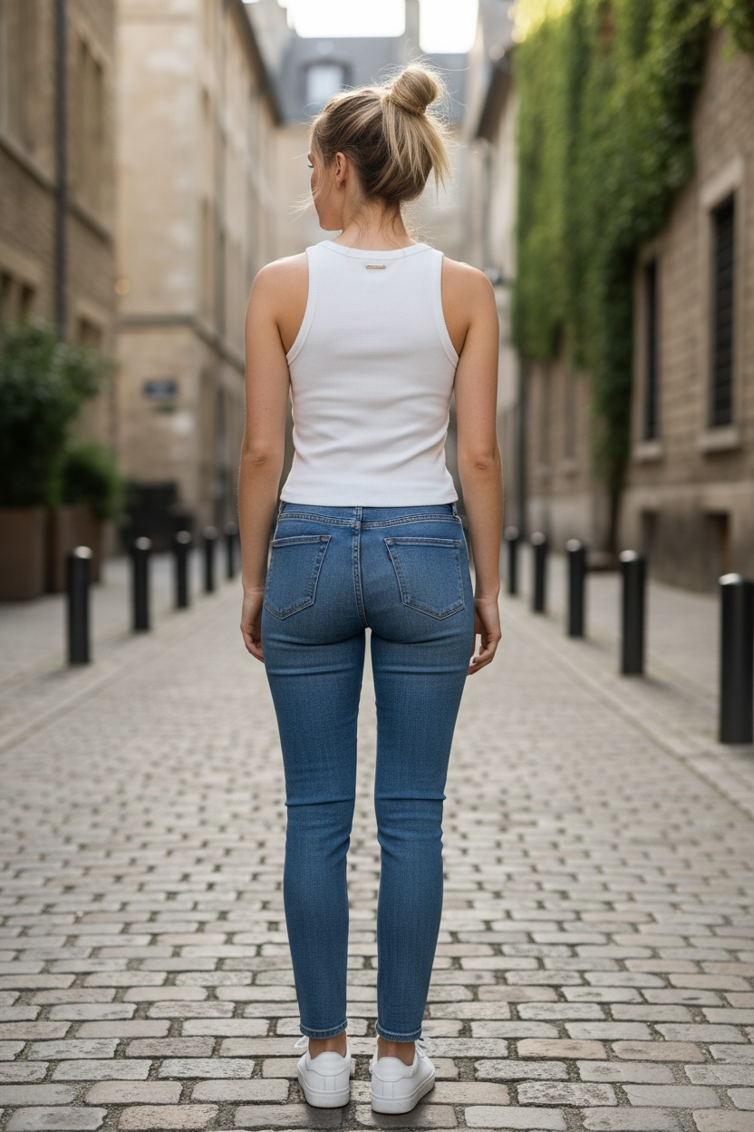 Franelilla Tipo Tank Top Michael Kors Blanca Acanalada con Detalles Metálicos para Mujer