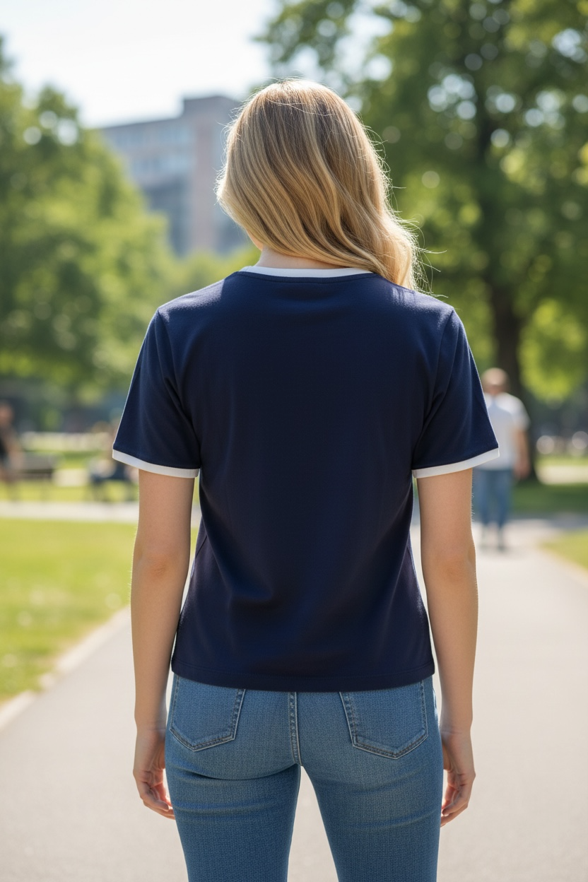 Camiseta Tommy Hilfiger Mujer Azul Marino con Bolsillo – Estilo Casual Premium