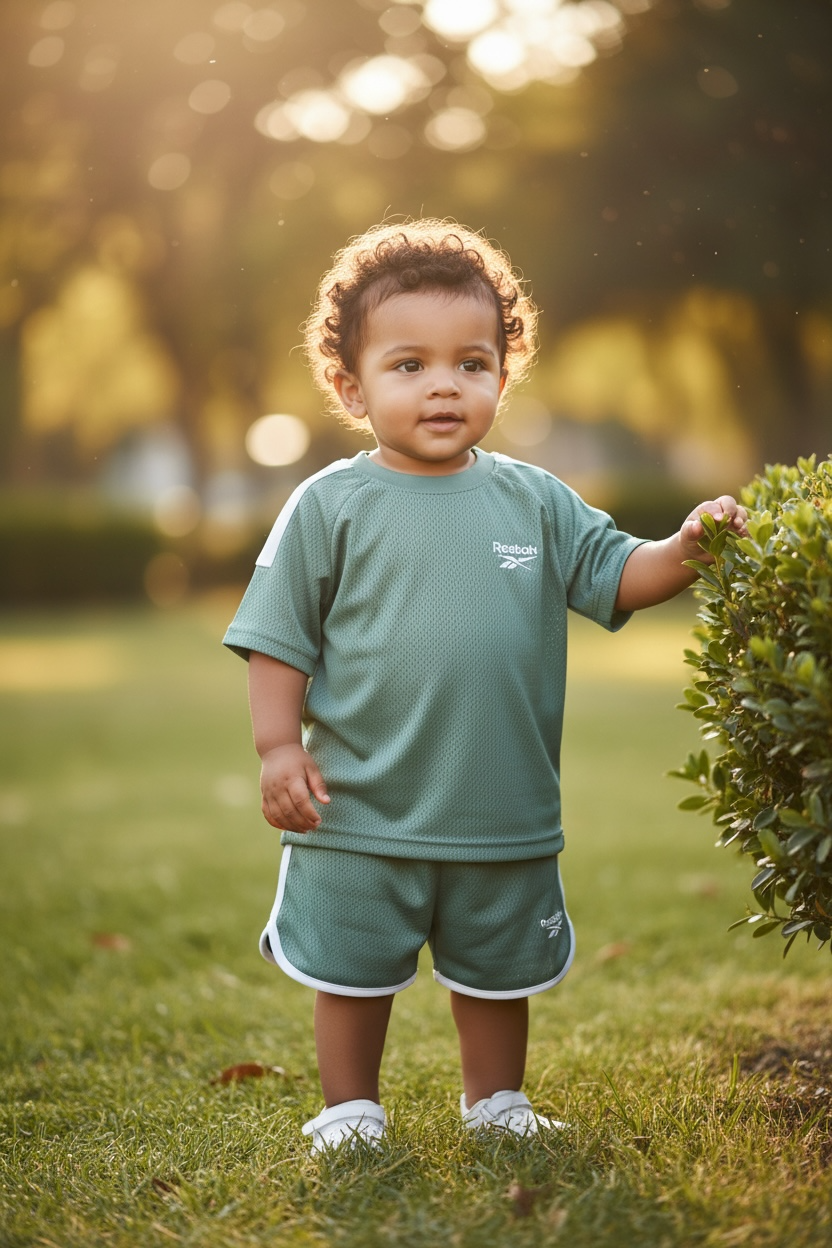 Conjunto Deportivo 3 Piezas Niño Reebok Verde (2 Camisetas + Short) Talla 3T