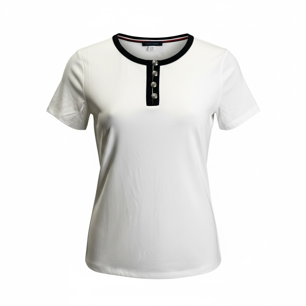 Camiseta Tommy Hilfiger Mujer Blanca con Botones – Estilo Casual Elegante