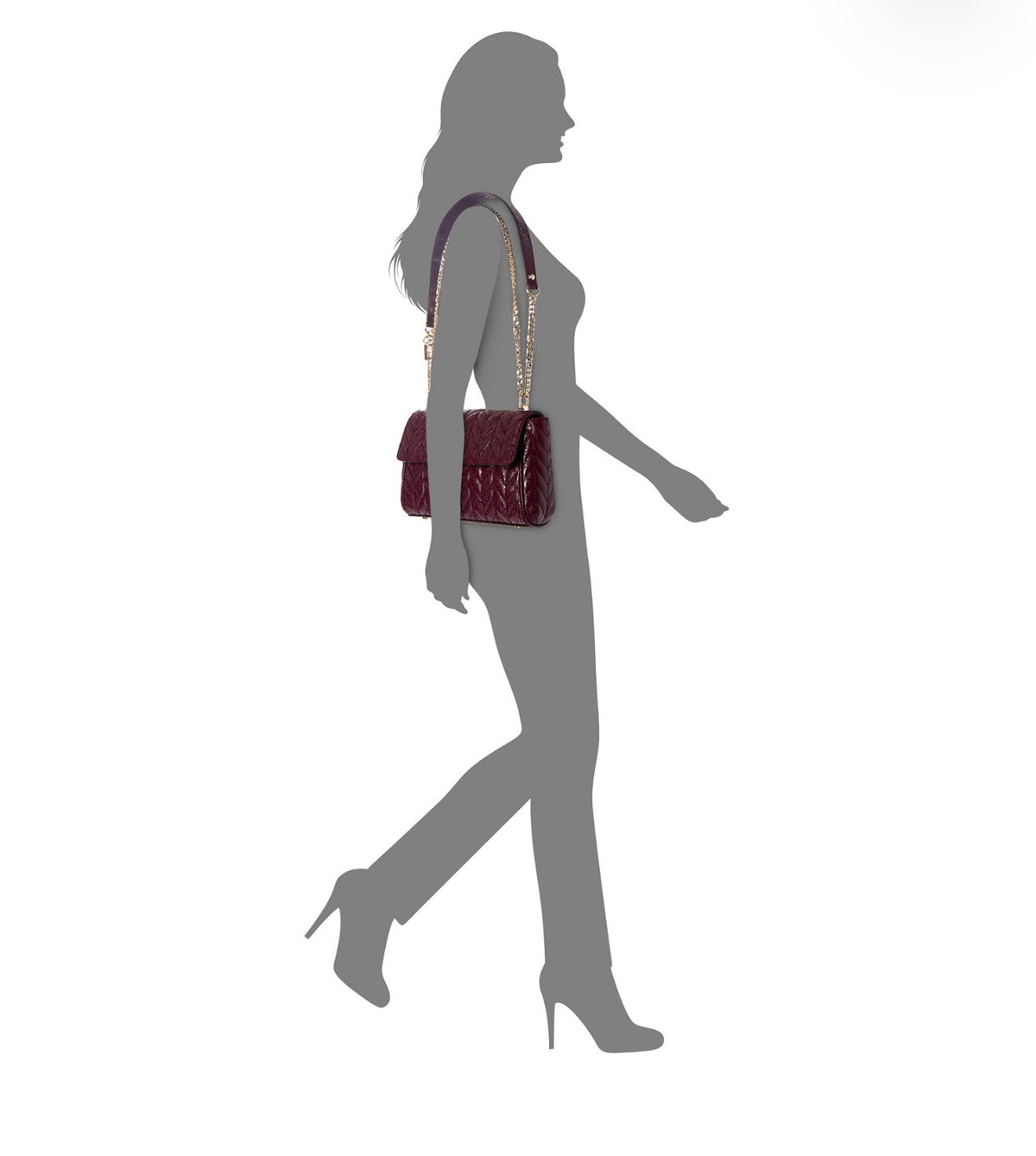 Bolso Crossbody GUESS Acolchado Merlot con Cadena Dorada