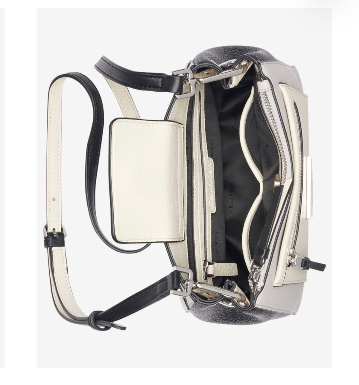 Bolso Cruzado Calvin Klein Hadley Gris, Blanco y Negro