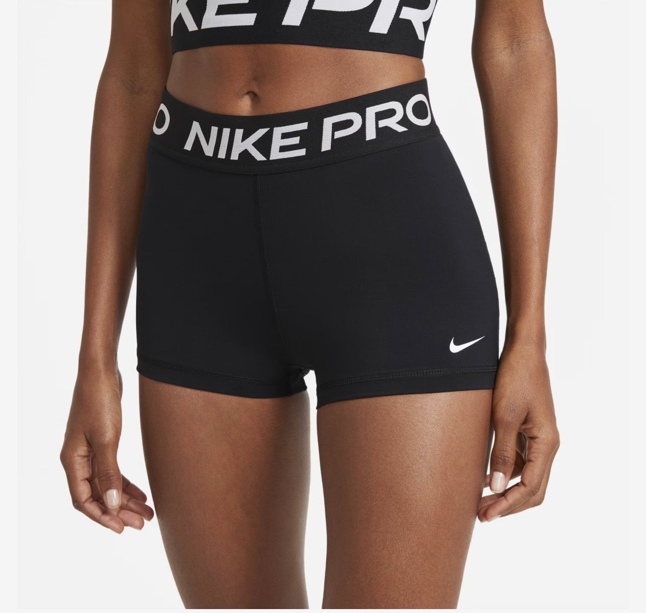 Short Nike Pro 5” Mujer Negro/Blanco – Licra Deportiva Original con Tecnología Dri-FIT