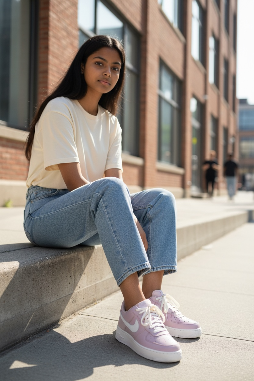 Nike Air Force 1 Mujer – Color Rosa Claro y Blanco (Estilo Clásico)