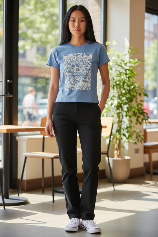 Camiseta Adidas Originals Slim para Mujer Azul con Logo Trefoil