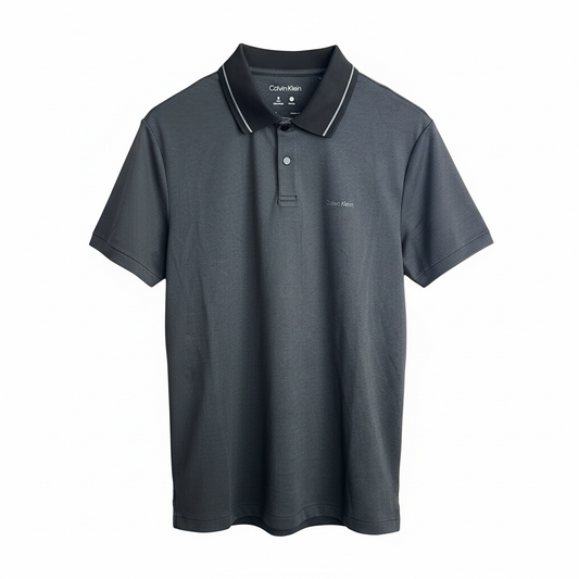 Polo Calvin Klein Hombre Gris Quick-Dry de Rendimiento con Logo Bordado