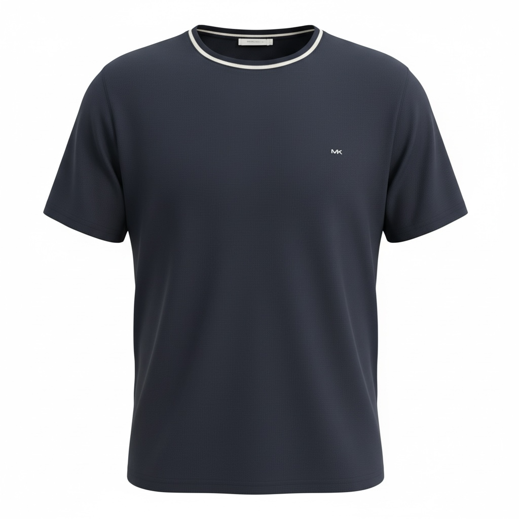 Camiseta Michael Kors para Hombre Azul Marino con Cuello en Contraste